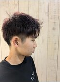 アップバング×パープルカラー