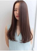 ミルクティーベージュレイヤーカットシースルーマッシュ40代