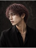 20代韓国風センターパート×メンズカラー×ブリーチ