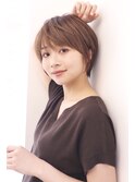 小顔大人ショート×ツヤ髪ブラウン 似合わせカット【瀧上丈司】