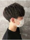 刈り上げマッシュショートメンズ波巻きツイストスパイラルパーマ