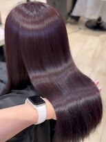 ナチュラルストレート　縮毛矯正　髪質改善　ピンクブラウン