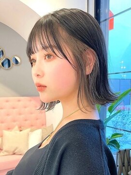 サンド 池袋 2nd(sand) 韓国風切りっぱなし小顔ボブ/黒髪地毛風カラー/インナーカラー