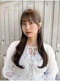 ロングブリーチなしオリーブブラウンカラー前髪カットヘアセット