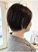 大人上品な丸みショートボブ/白髪カラーオージュア髪質改善