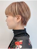 short(マッシュショート、刈り上げ、ツーブロック、ブロンド)
