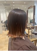 【オレンジインナー×外はねボブ】