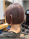 ラベンダーベージュ/ミニボブ/耳かけショート/グレージュ