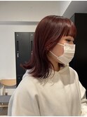 ブリーチ一回の暗めな赤