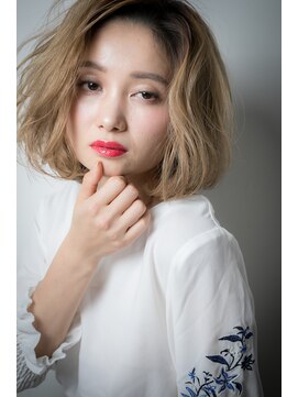 カバーヘア ブリス 戸田公園西口店(COVER HAIR bliss) ハイトーンカラー透明感ワンレンボブパーマv戸田公園20代30代