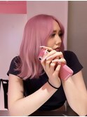 切りっぱなしミディアム/ホワイトピンク/ウェーブミディアム