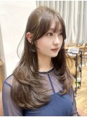 ハイレイヤーカットミディアム小顔ヘアオリーブベージュNA-123