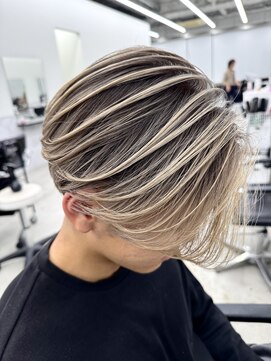 エゴル オム 名古屋栄(ENGOL homme) ホワイトベージュバレイヤージュ/ブリーチ