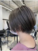 大人可愛い20代30代40代黒髪前下がりショートボブ丸みショート