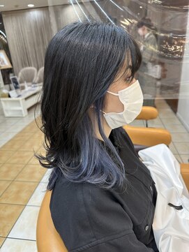 クオリス 上板橋店(QUALIS) ロングレイヤースタイルインナーダブルカラーブルーシルバー