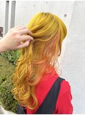 イエロー×オレンジ*インナーカラー/デザインカラー
