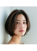 襟足すっきりで大人かわいい暗髪×小顔大人ボブ