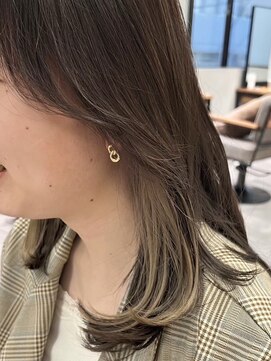 ミュラ(mulah) インナーカラーベージュ×オリーブベージュ*サイドバング