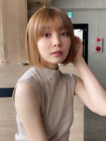 エトラ 渋谷店(etora)&nbsp;前髪 外ハネボブ くびれヘア  アプリコットオレンジ"