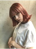 ピンクアッシュカラー 外ハネボブ