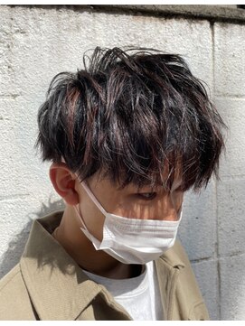 ミモザワークス(Mimosa Works) ブリーチ無しWカラー 赤メッシュ