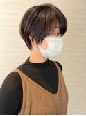 30代40代50代ナチュラル暗色小顔ショート サイドバング