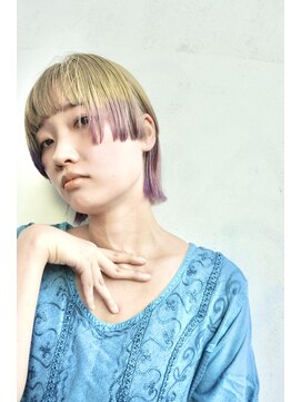 シーア(ciia) ベージュボブウルフ／パープル裾カラー/ciia