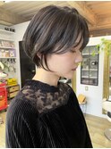 NUDE前髪なしショート 大人ショートボブ 前下がりショート