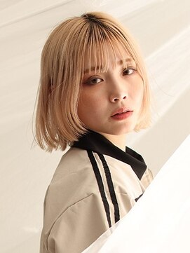 アース 川崎店(HAIR&MAKE EARTH) ハイトーン切りっぱなしボブ【川崎/髪質改善/縮毛矯正】
