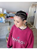 ミニボブ→地毛コーンロウ
