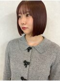 ピンクブラウン/内巻きボブ/切りっぱなしボブ/Minori