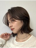 切りっぱなしボブエアリーロング美髪ピンクブラウン