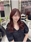 くびれ巻きレイヤーカット☆チェリーブラウン髪質改善☆韓国新宿
