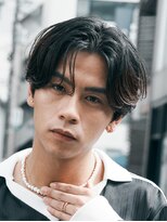 レタッチ バイ フィフス 天神大名(RETOUCH by fifth) 福岡天神緩めメンズニュアンスパーマセンターパートウルフカット