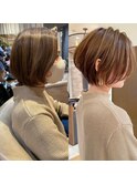ボブ髪型前髪あり前髪なし面長/30代/40代/50代ショート【荒砂】