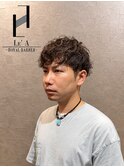 【ショート/マッシュ/波巻きパーマ/束感/刈り上げ】