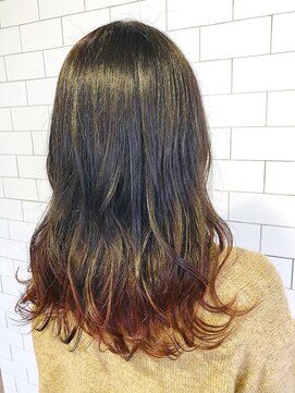 ブルー(BLUE) 《Blue川名★》#グラデーションカラー#ピンクブラウン