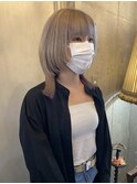 ジェリーフィッシュカット×グレージュ×アクセントパープル