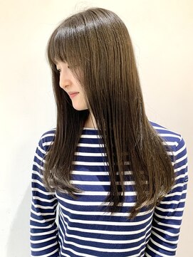 【FOLK】赤みなし透明感グレージュ☆似合わせストレートロング♪