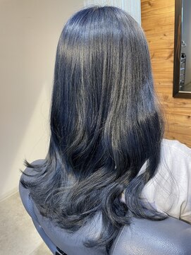 ネスタ ヘアー グラウンド(NESTA hair ground) 全頭ブリーチブルーブラックカラー