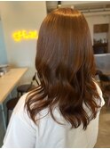 艶カラー　ナチュラルブラウン　ロング　顔周りカット　透明感