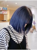 ブルーカラー/ブルー/寒色系/ボブ/切りっぱなしボブ/カット
