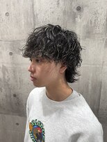 メンズアンダーバーホワイト 南海難波店(Men's _WHITE)&nbsp;マッシュウルフ波巻きスパイラルパーマ