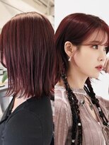 ラレイ ハラジュク(Lalei harajuku)&nbsp;【白石】IU風大人上品ボルドーボブブリーチなし暖色原宿