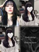 ハピネス 梅田茶屋町店(HAPPINESS)&nbsp;ダークグレージュ  オルチャンレイヤー レイヤーロング