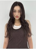ロングレイヤー　韓国ヘア　くびれヘア　モテ髪　アッシュカラー