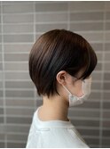 40代50代ブラウン丸みショート×髪質改善トリートメント