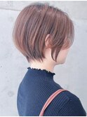 say.ショートボブひし形ショートダークレッドコーラルオレンジ