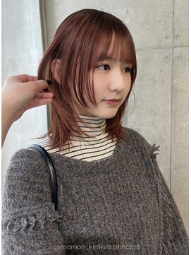 ナループロア ルームー(Nalu pu loa ROOMOO) ミディアムレイヤー/ブリーチなしダブルカラー/オレンジカラー