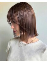 ノラギンザユー(NORA GINZA/U) 切りっぱなし長め外ハネボブ艶暗髪シースルーバング